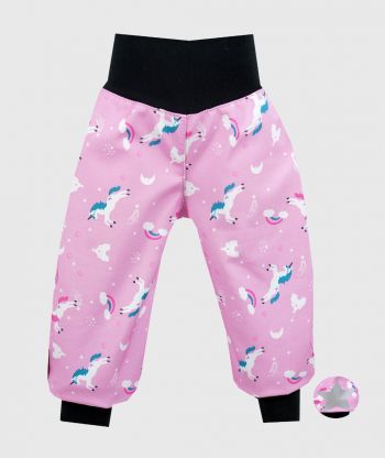 Waterproof Softshell Pants Unicorns And Rainbows Pink
