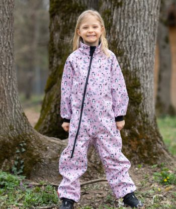 Waterproof Softshell Overall Comfy Arctic Animals Pink Bodysuit